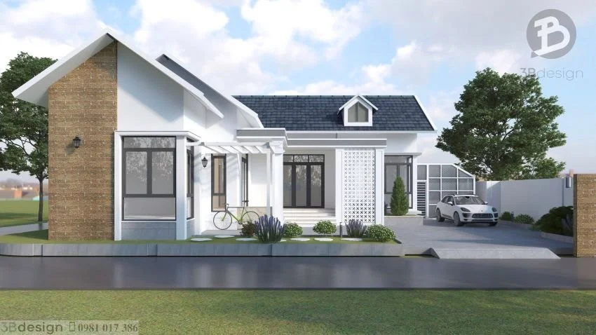 Mẫu thiết kế nhà cấp 4 chữ L đẹp