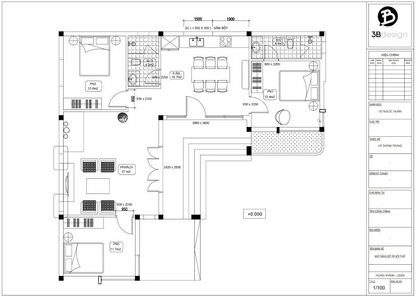 Bản vẽ thiết kế công năng nhà cấp 4 chữ L