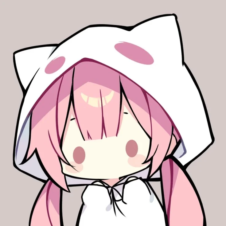 Hình nền cute nữ chibi tóc hồng đội mũ mèo trắng